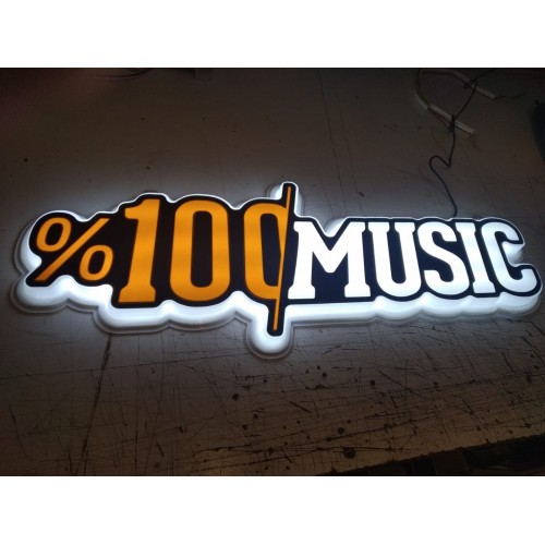 Müzik Led Tabela - 100 de 100 Music Işıklı Hazır Tabela - %100 Music Tabelası